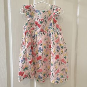 Angel Dear Pink Summer Floral Poppy Muslin Dress Girls Size 2T